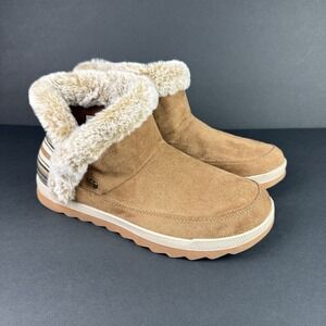 Woman's Shoes BOBS from SKECHERS Cozy Chill - Comfy Break Size 11 Tan Beige Boot